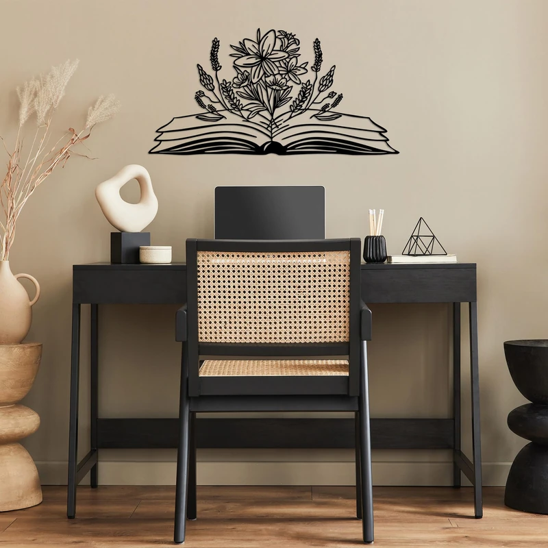 Stylish Black Decorative Metal Wall Accessory, 70 x 35 cm, 100% Metal, 1.5 mm Thick, Easy Wall Mounting, Perfect for Modern Home Decor