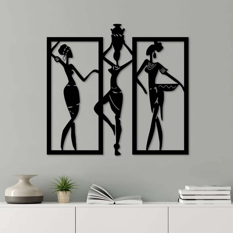 Stylish Black Decorative Metal Wall Accessory, 66 x 62 cm, 100% Metal, 1.5 mm Thickness, Perfect for Modern Home Decor & Art Display