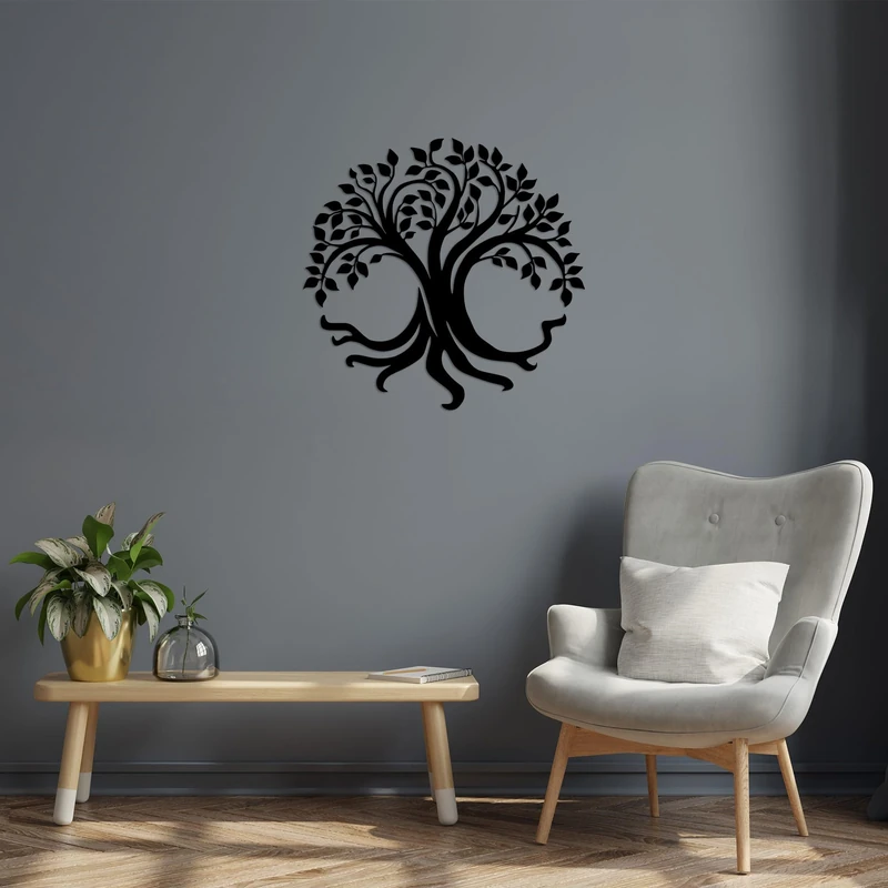 Hanah Home Stylish Black Decorative Metal Wall Accessory, 71 x 69 cm, 100% Metal, 1.5 mm Thick, Easy Wall Mounting, Perfect for Modern Decor - Image 1