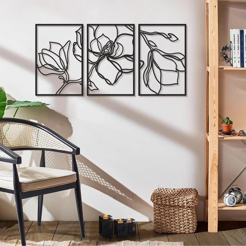 Stylish Black Decorative Metal Wall Accessory, 46 x 69 cm, 100% Steel, 1.2 mm Thickness, Lightweight 0.7 kg, Perfect for Modern Home Decor