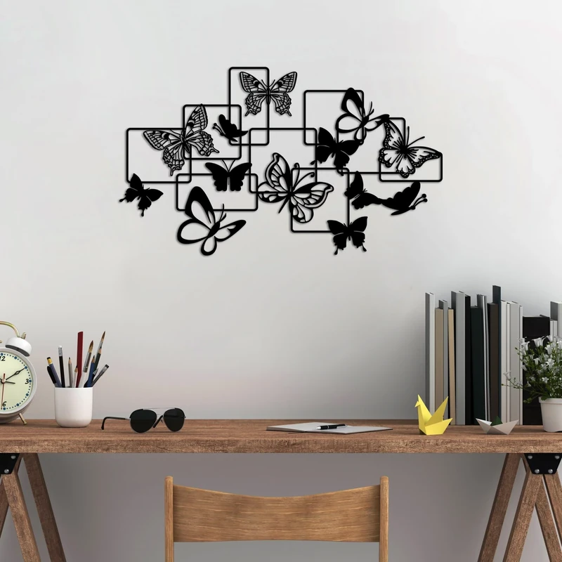 Stylish Black Decorative Metal Wall Accessory, 70 x 40 cm, 100% Metal (1.5 mm Thick), Easy Wall Mounting, Perfect for Modern Home Decor