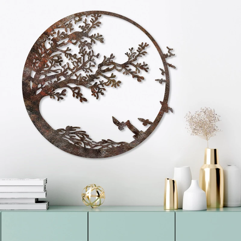 Hand-Painted Decorative Metal Wall Accessory, 66 x 68 cm, 1.5 mm Thick, Antique Finish, Unique Art Piece for Home Decor, Adds Charm & Style