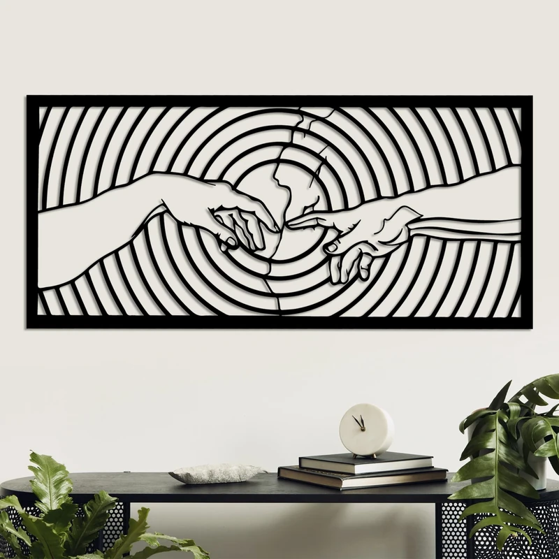 Stylish Black Decorative Metal Wall Accessory, 85 x 39 cm, 100% Metal, 1.5 mm Thickness, Perfect for Modern Home Decor & Office Spaces