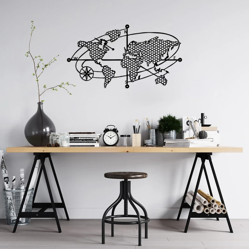Stylish Black Decorative Metal Wall Accessory, 70 x 39 cm, 100% Metal (1.5 mm Thick), Easy Wall Mounting, Perfect for Modern Home Decor