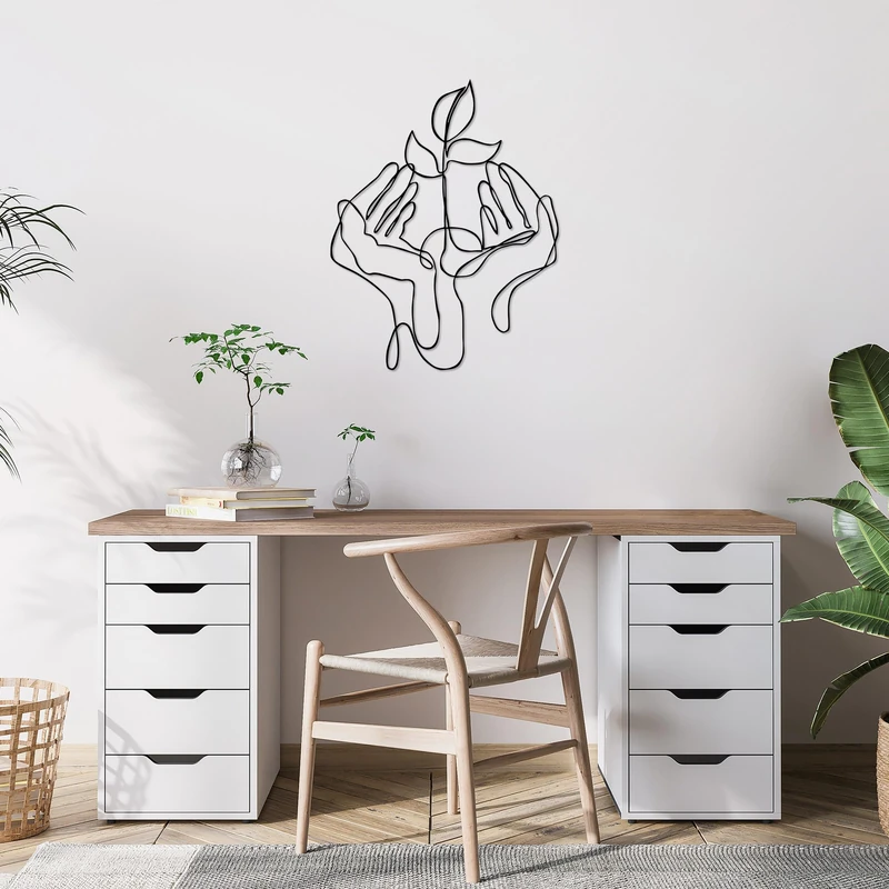 Stylish Black Decorative Metal Wall Accessory, 53 x 68 cm, 100% Metal, 1.5 cm Thickness, Perfect for Modern Home Decor & Office Spaces