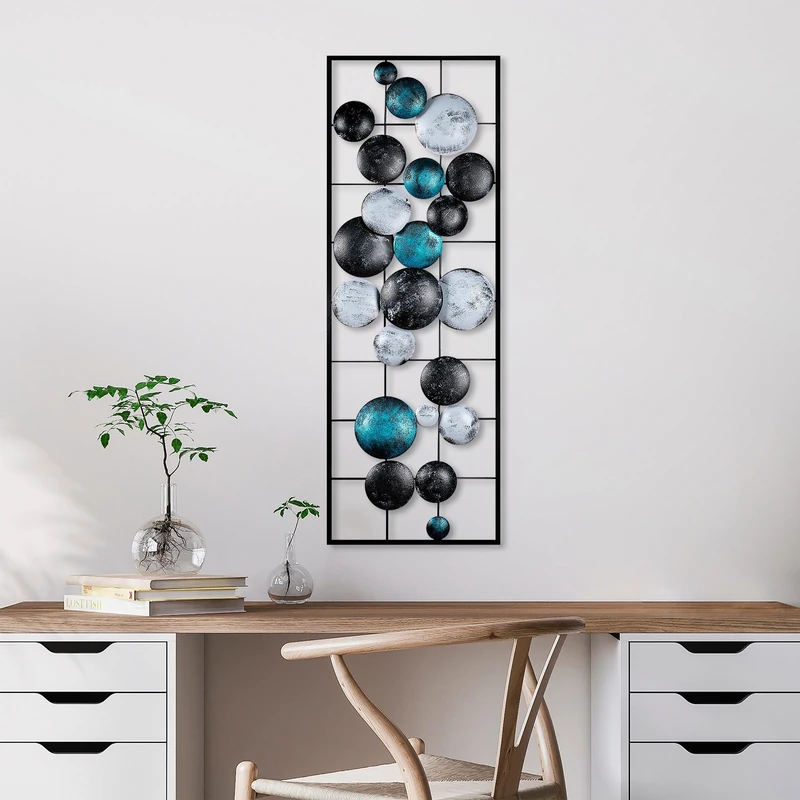 Hand-Painted Decorative Metal Wall Accessory, 32 x 90 x 4 cm, 100% Metal, Unique Colour Variations, Perfect for Home Decor & Art Lovers - Image 1