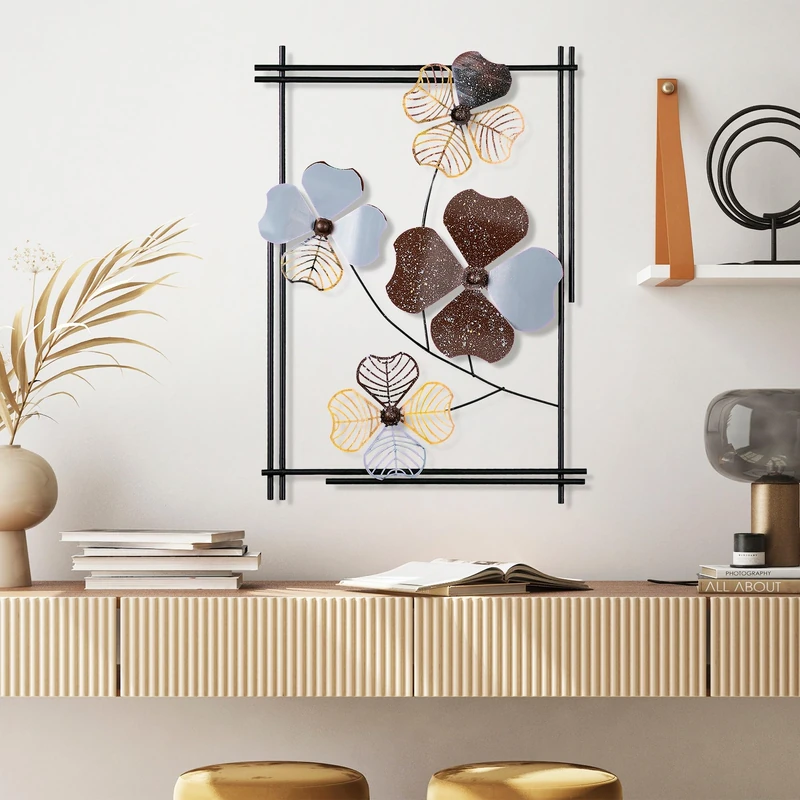 Handmade Decorative Metal Wall Accessory, 50 x 70 x 4 cm | 100% Metal, Unique Hand-Painted Design | Perfect for Home Decor & Art Lovers