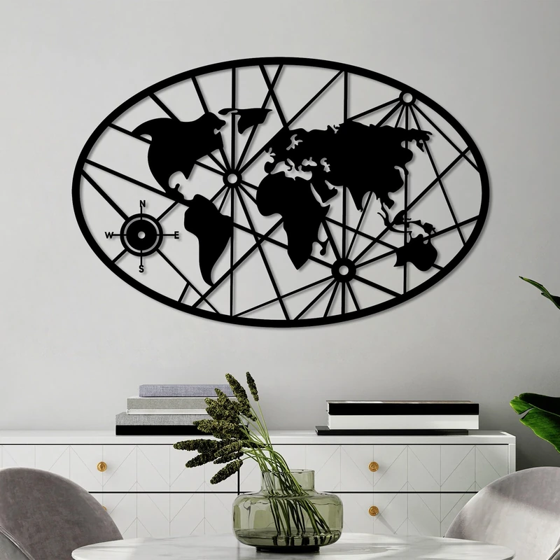 Stylish Black Decorative Metal Wall Accessory, 40 x 62 cm, 100% Metal, 1.5 mm Thick, Lightweight & Easy to Hang, Perfect for Modern Decor