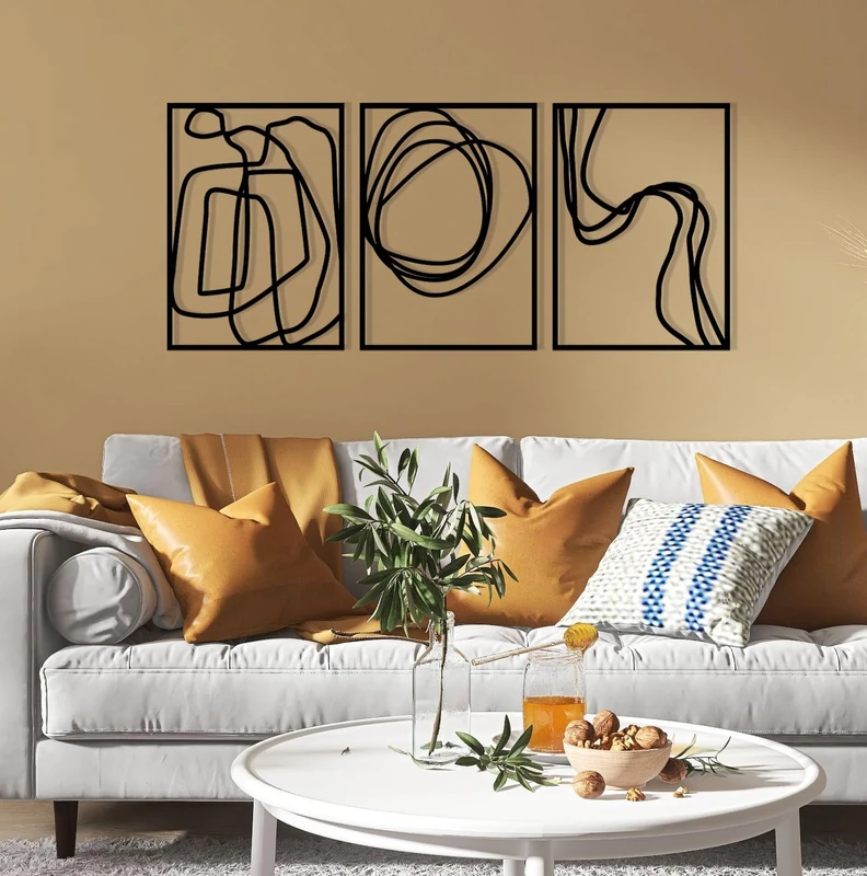 Stylish Black Decorative Metal Wall Accessory, 120 x 54 cm, 100% Metal, 1.2 mm Thickness, Perfect for Modern Home Decor & Office Spaces