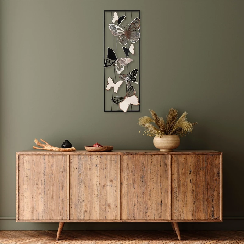 Hand-Painted Decorative Metal Wall Accessory, 32 x 90 x 5 cm, 100% Metal, Unique Colour Variations, Perfect for Home Decor & Art Lovers - Image 1