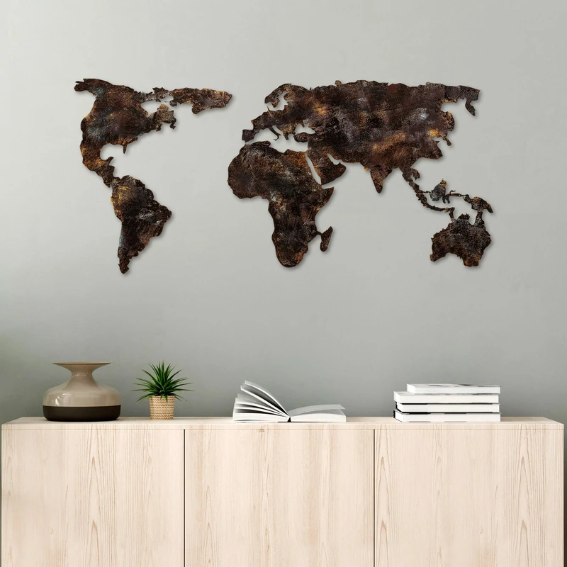 Hand-Painted Decorative Metal Wall Accessory, 127 x 60 x 1.5 cm, 100% Metal, 1.5 mm Thickness, Unique Art Piece for Home Decor, Colour Variations May Occur