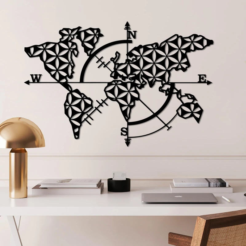 Stylish Black Decorative Metal Wall Accessory, 74 x 49 cm, 100% Metal, 1.5 mm Thickness, Lightweight & Elegant Design for Home Decor - Image 1
