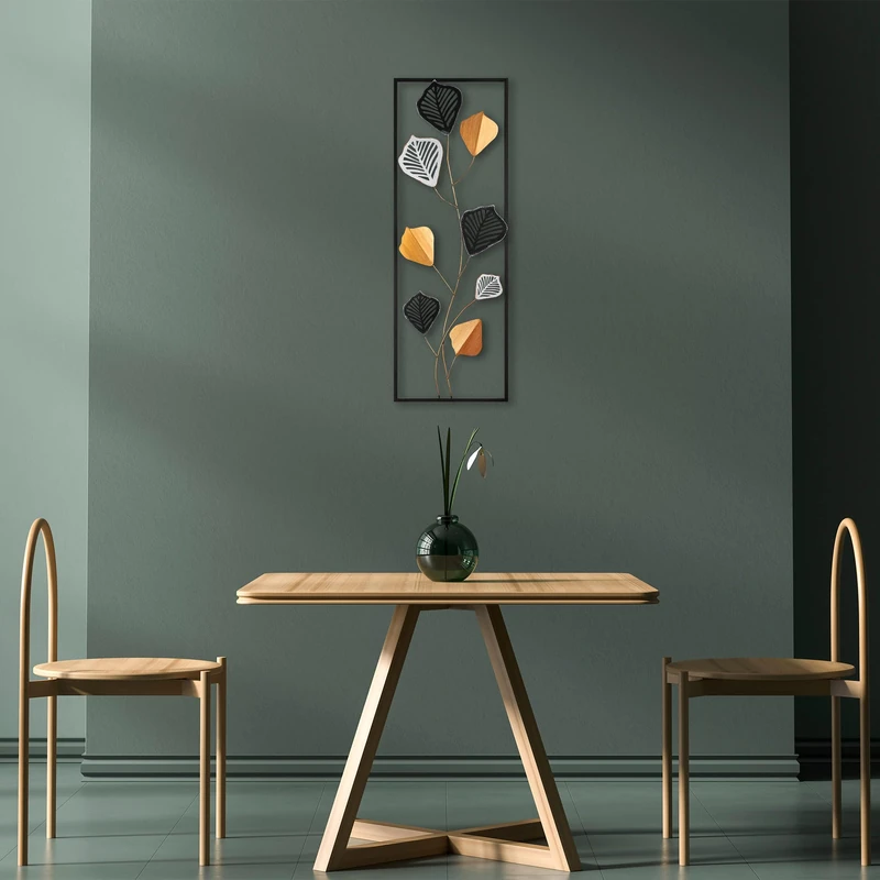Hand-Painted Decorative Metal Wall Accessory, 32 x 90 cm, 100% Metal (1.5 mm), Unique Art Piece for Home Decor, Elegant & Versatile Design
