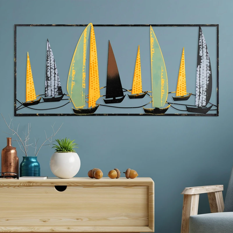 Handmade Decorative Metal Wall Accessory, 40 x 90 cm, 100% Metal (1.5 mm), Unique Hand-Painted Design, Perfect for Home Decor & Art Lovers
