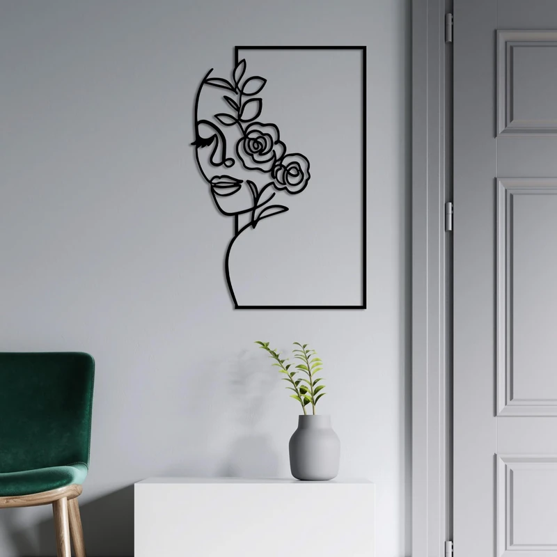 Stylish Black Decorative Metal Wall Accessory, 70 x 46 cm, 100% Metal (1.5 mm Thick), Easy Wall Mounting, Perfect for Modern Home Decor