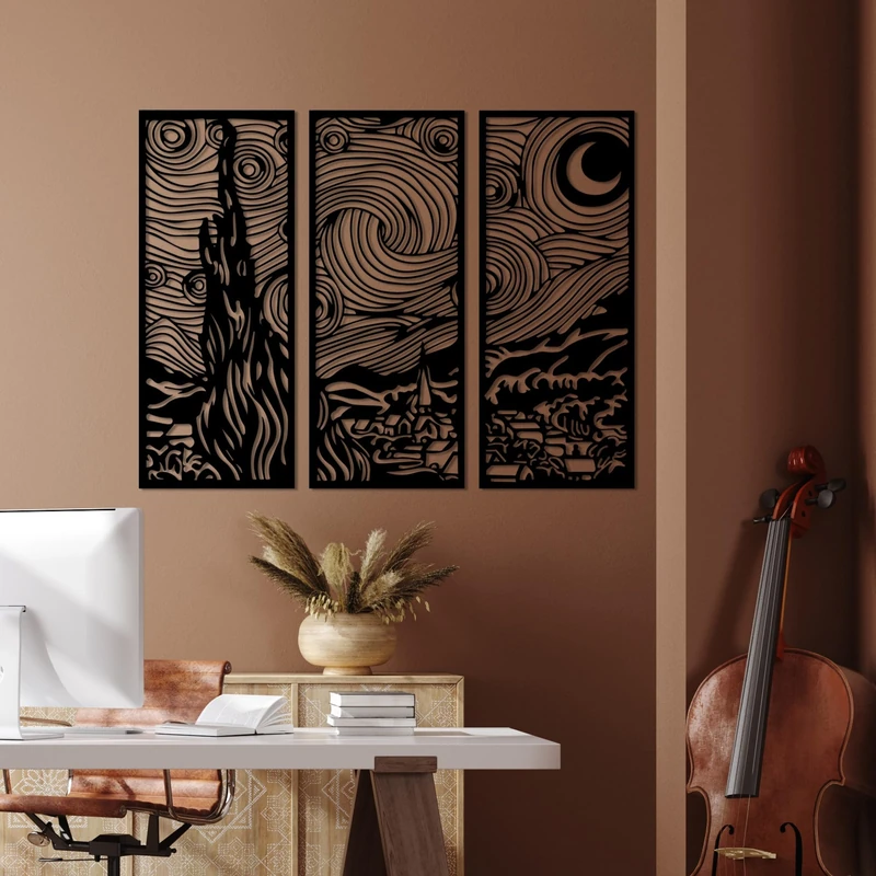 Stylish Black Decorative Metal Wall Accessory, 3 x 30 x 73 cm, 100% Metal, 1.5 mm Thickness, Perfect for Modern Home Decor & Art Display