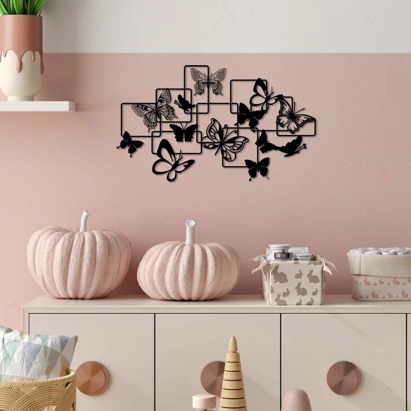 Stylish Black Decorative Metal Wall Accessory, 50 x 29 cm, 100% Metal (1.5 mm Thick), Easy Wall Mounting, Perfect for Modern Home Decor