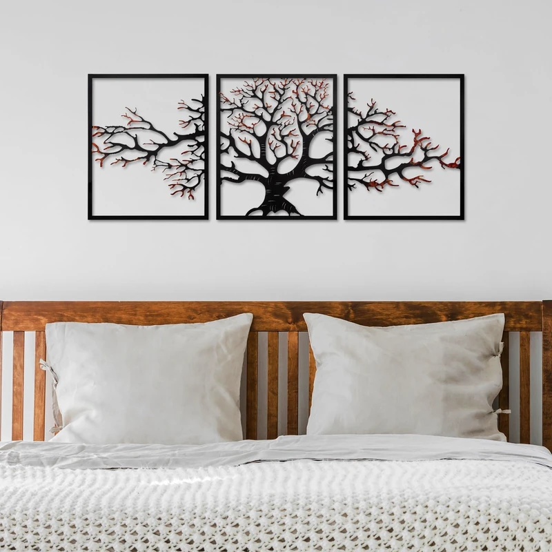 Hand-Painted Decorative Metal Wall Accessory (3 Pieces), 40 x 49 x 1.5 cm, 100% Metal, 1.5 mm Thick, Unique Colour Variations for Stylish Home Decor