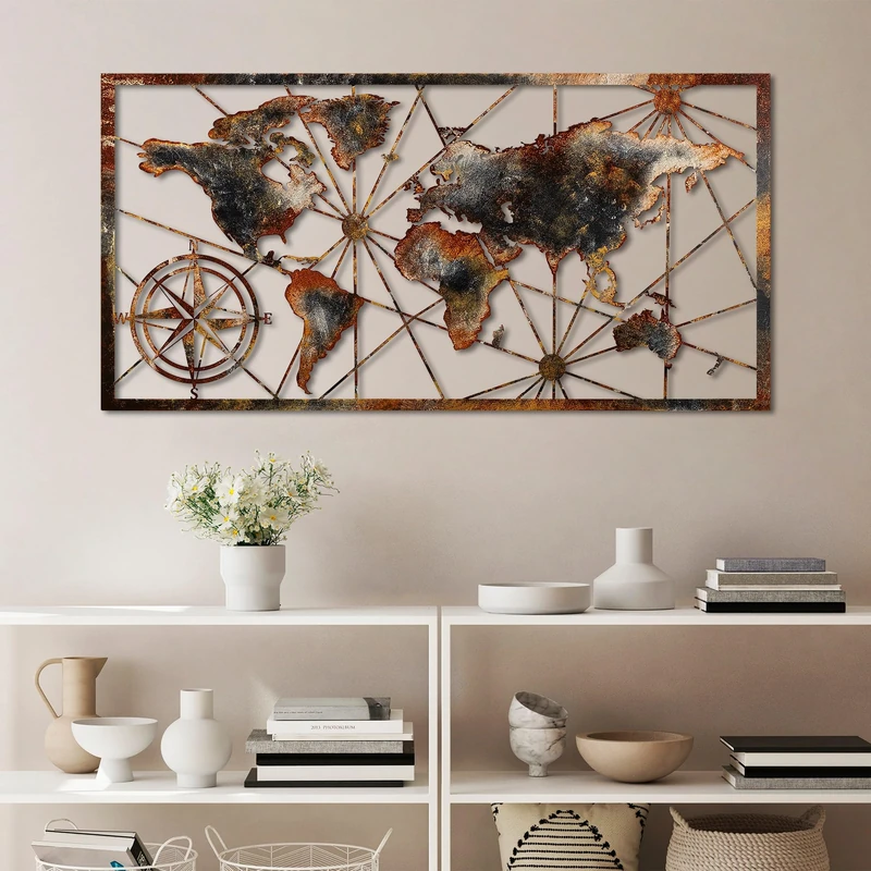 Hand-Painted Decorative Metal Wall Accessory, 120 cm x 60 cm, 100% Metal (1.5 mm), Unique Colour Variations, Stylish Accent for Home Decor - Image 1