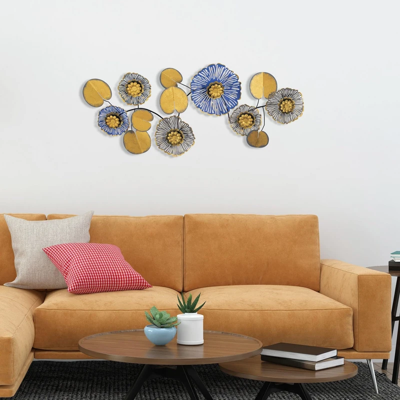 Hand-Painted Decorative Metal Wall Accessory, 112 x 9 x 47 cm, 100% Metal, 0.8 mm Thickness, Unique Art Piece for Home Decor, Colour Variations May Occur