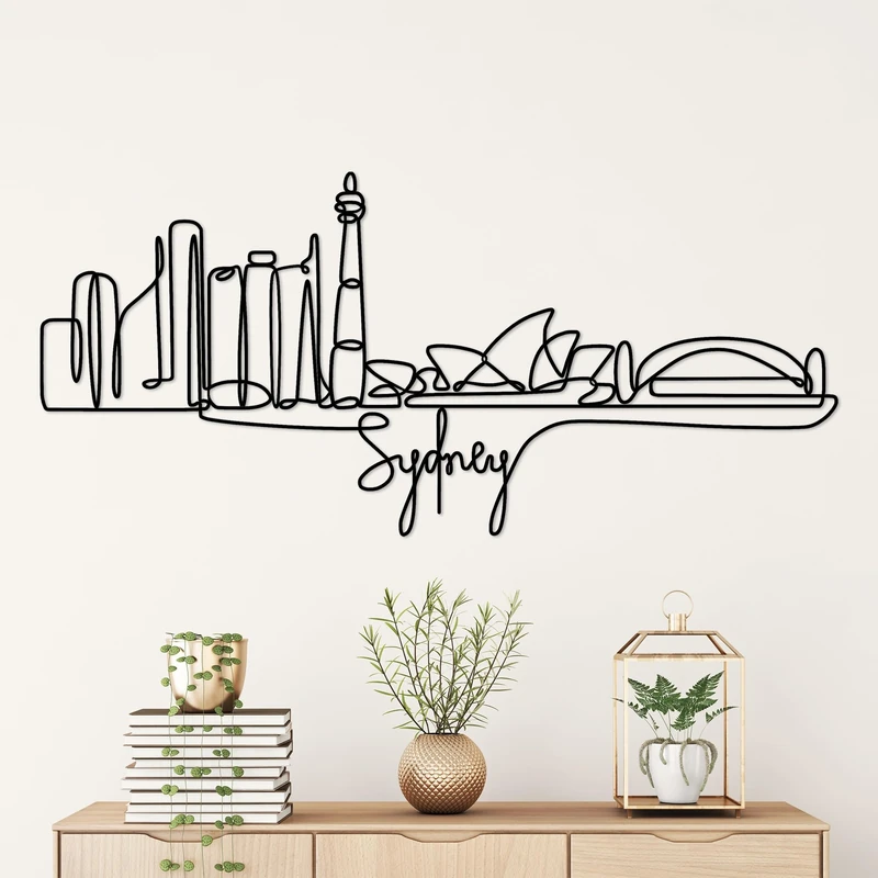 Stylish Black Decorative Metal Wall Accessory, 120 x 52 x 1.5 cm, 100% Metal, 2 mm Thickness, Lightweight & Modern Design for Home Decor