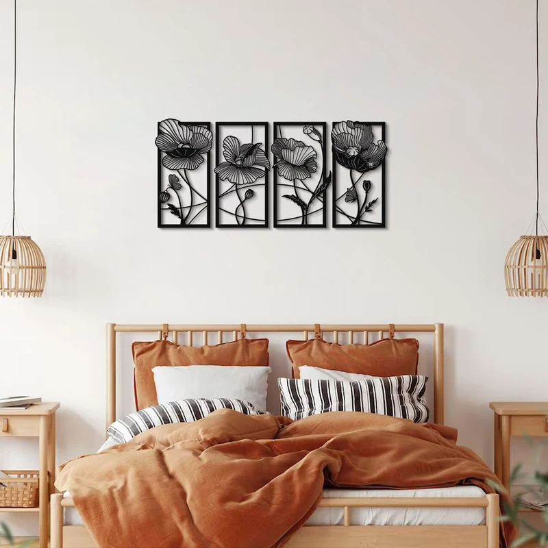 Stylish Black Decorative Metal Wall Accessory, 95 x 46 cm, 100% Steel, 1.5 mm Thickness, Lightweight 1.5 kg, Perfect for Modern Home Decor