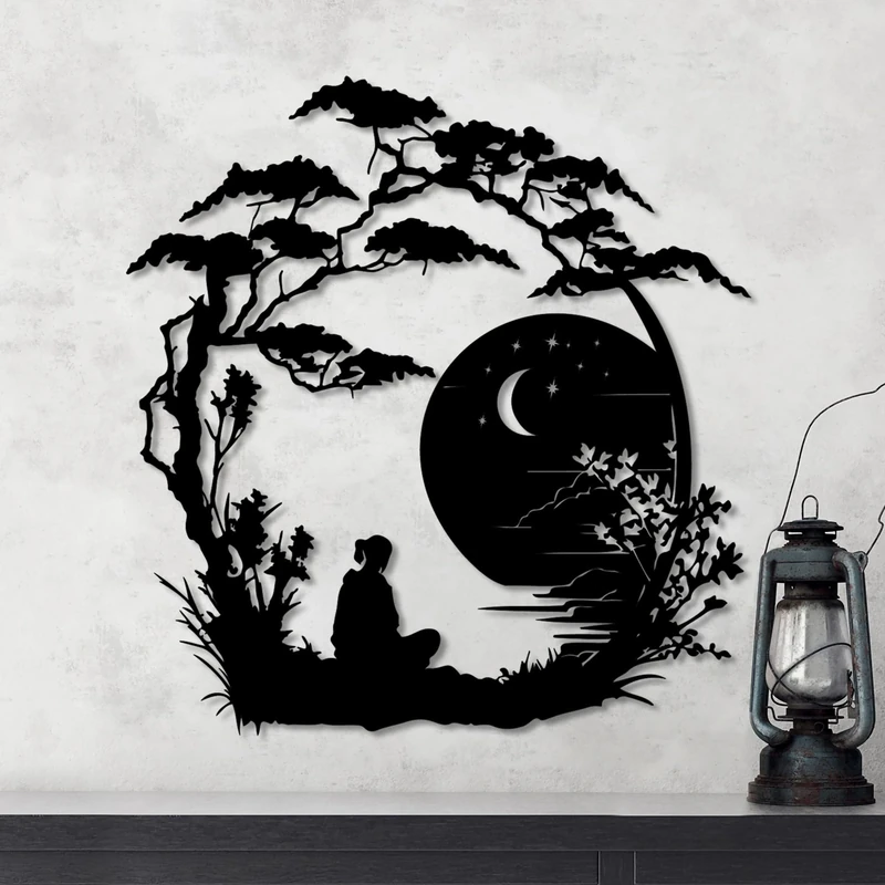 Stylish Black Decorative Metal Wall Accessory, 63 x 60 cm, 100% Metal (1.5 mm Thick), Lightweight & Durable, Perfect for Modern Home Decor