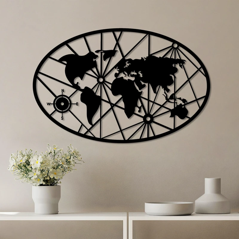 Stylish Black Decorative Metal Wall Accessory, 60 x 92 cm, 100% Metal (1.5 mm Thick), Lightweight (0.87 kg), Perfect for Modern Home Decor - Image 1