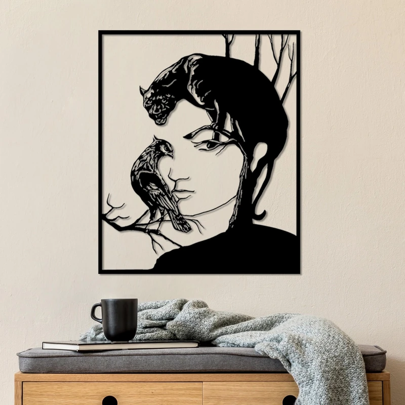 Stylish Black Decorative Metal Wall Accessory, 46 x 56 cm, 100% Metal, 1.5 mm Thickness, Perfect for Modern Home Decor & Art Display