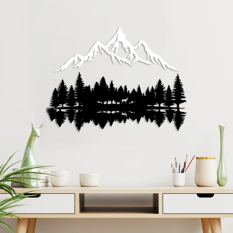 Stylish Decorative Metal Wall Accessory, Black & White, 62 x 22 cm & 70 x 51 cm, 100% Metal, 1.5 mm Thick, Easy Wall Mounting, Perfect for Home Decor - Image 1