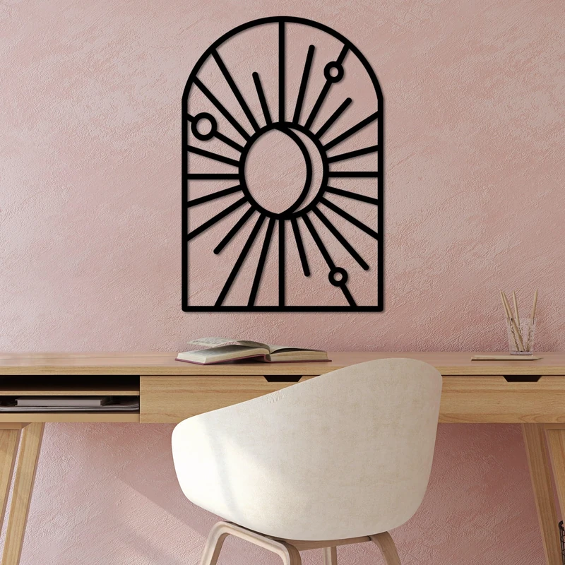 Hanah Home Stylish Black Decorative Metal Wall Accessory, 70 x 47 cm, 100% Metal (1.5 mm), Lightweight (0.9 kg), Easy Wall Mounting for Modern Decor