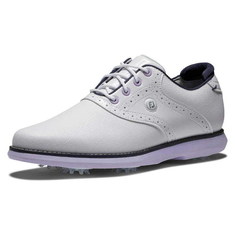 FootJoy FJ Traditions Women's Golf Shoe, White/Navy/Purple, 4.5 UK Wide