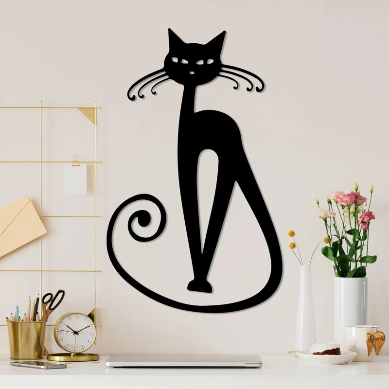 Stylish Black Decorative Metal Wall Accessory, 37 x 60 cm, 100% Metal, 1.5 mm Thickness, Perfect for Modern Home Decor & Unique Wall Art