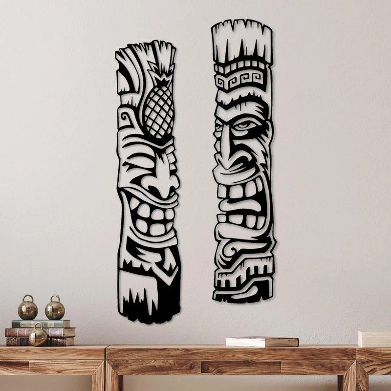 Stylish Decorative Metal Wall Accessory (2 Pieces), Black, 20 x 84 cm, 100% Metal, 1.5 mm Thickness, Perfect for Modern Home Decor & Art Display