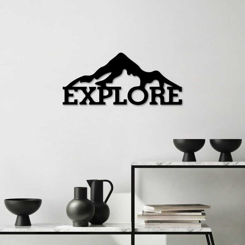 Stylish Black Decorative Metal Wall Accessory, 60 x 26 cm, 100% Metal, 1.5 mm Thickness, Lightweight (0.56 kg), Perfect for Modern Home Decor