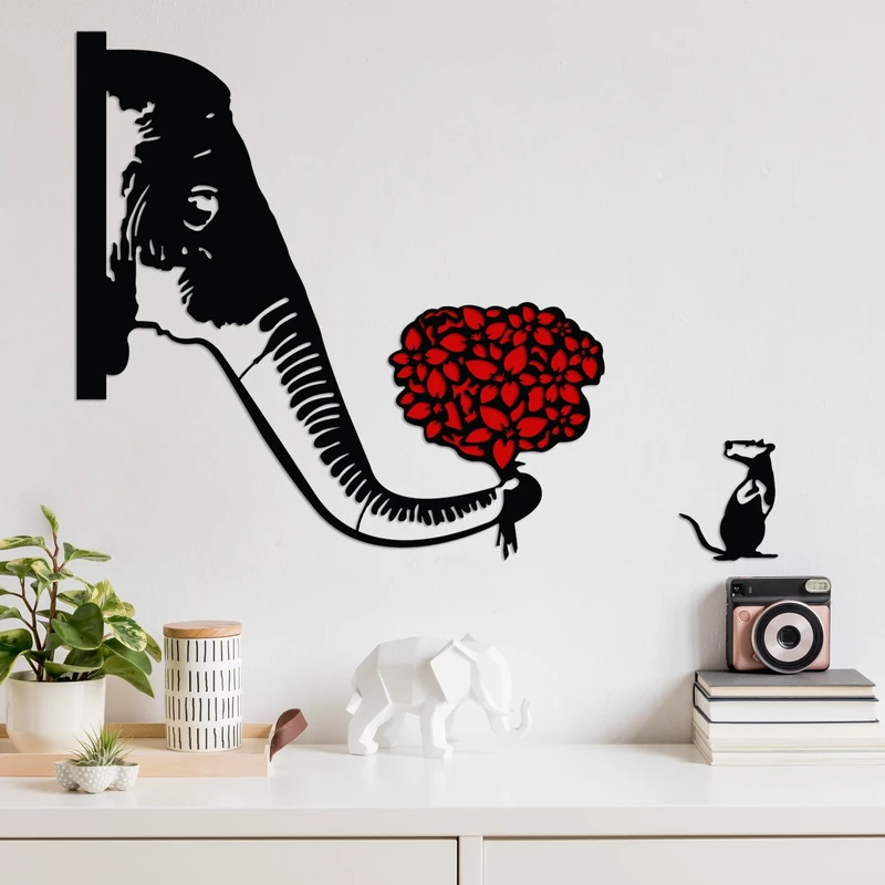 Stylish Decorative Metal Wall Accessory, Black & Red, 72 x 72 cm, 100% Metal, 1.5 mm Thickness, Perfect for Modern Home Decor & Art Display