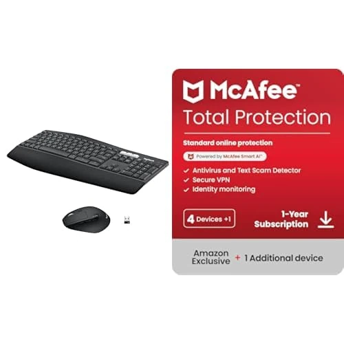 Logitech MK850 | Bluetooth, 2.4GHz Wireless, wireless mouse | QWERTY UK + McAfee Total | 4 + 1 Devices | 1 year, download