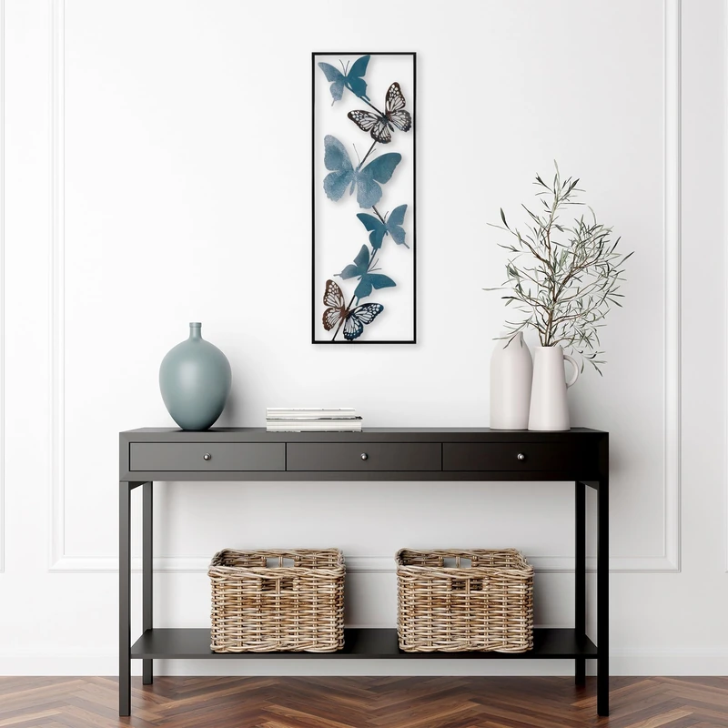 Hand-Painted Decorative Metal Wall Accessory, 32 x 90 x 5 cm, 100% Metal, Unique Colour Variations, Perfect for Home Decor & Art Lovers