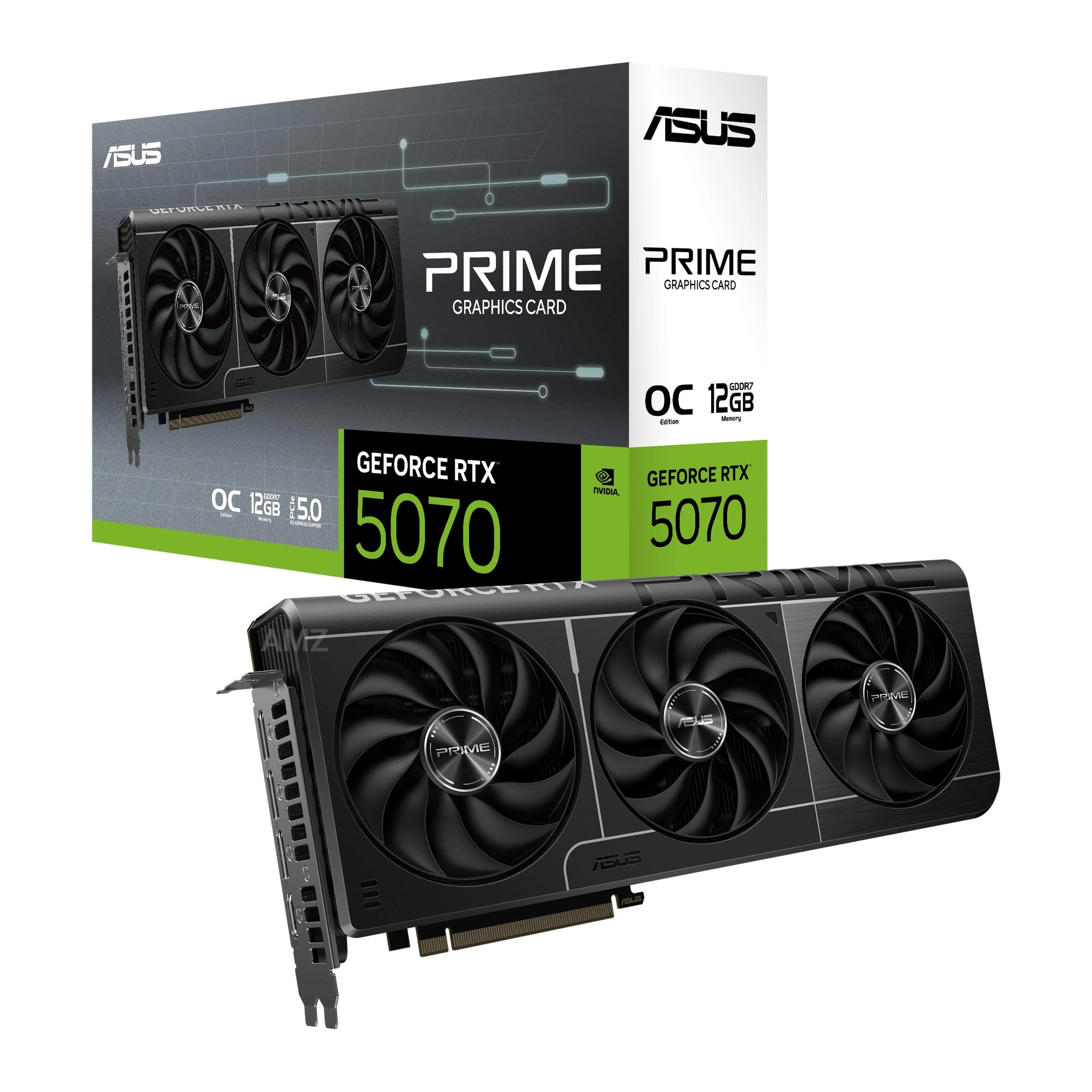 ASUS Prime GeForce RTX 5070 12GB GDDR7 OC Edition SFF-Ready Graphics Card (PCIe 5.0, 12GB GDDR7, HDMI/DP 2.1, 2.5-slot, Axial-tech fans, Dual BIOS)