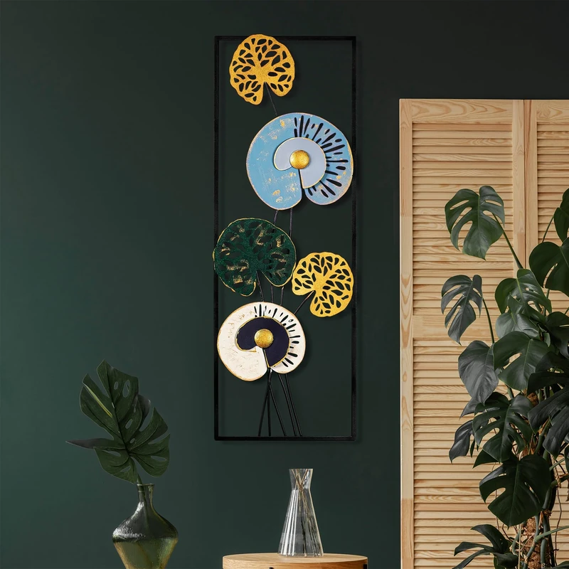 Handmade Decorative Metal Wall Accessory, 32 x 90 x 4 cm, 100% Metal, Unique Hand-Painted Design, Perfect for Home Decor, Adds Elegance & Style