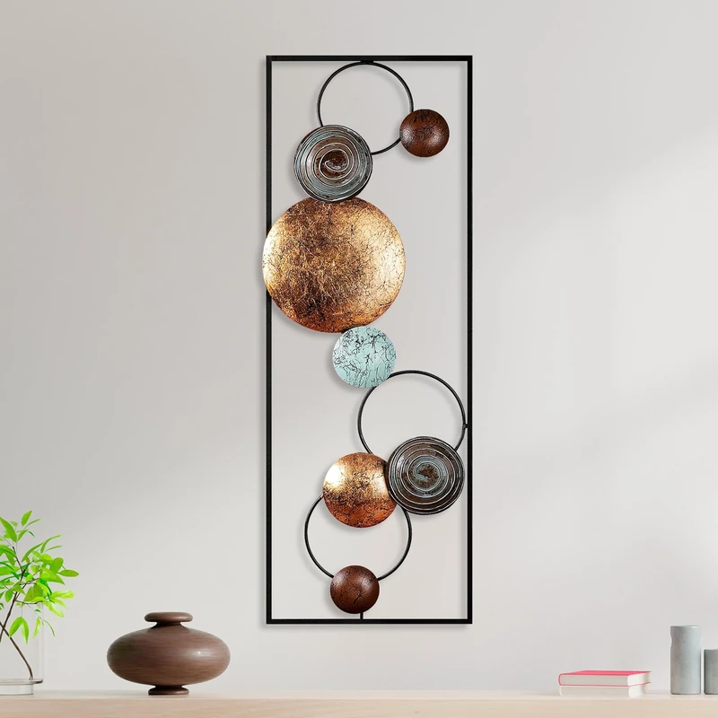 Hand-Painted Decorative Metal Wall Accessory, 32 x 90 x 4 cm, 100% Metal, Unique Colour Variations, Perfect for Home Decor & Art Display