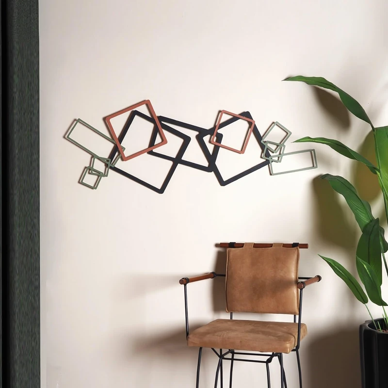 Stylish Decorative Metal Wall Accessory, 45 x 116 cm, 100% Steel (1.5 mm) | Black, Green & Red | Perfect for Modern Home Decor & Art Display - Image 1