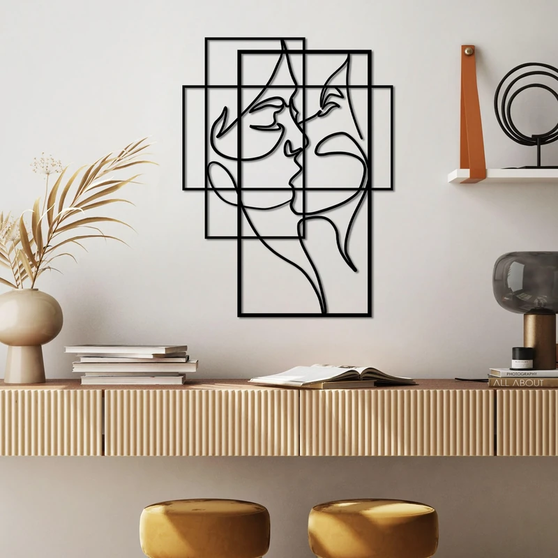 Stylish Black Decorative Metal Wall Accessory, 70 x 52 cm, 100% Metal (1.5 mm Thick), Easy Wall Mounting, Perfect for Modern Home Decor