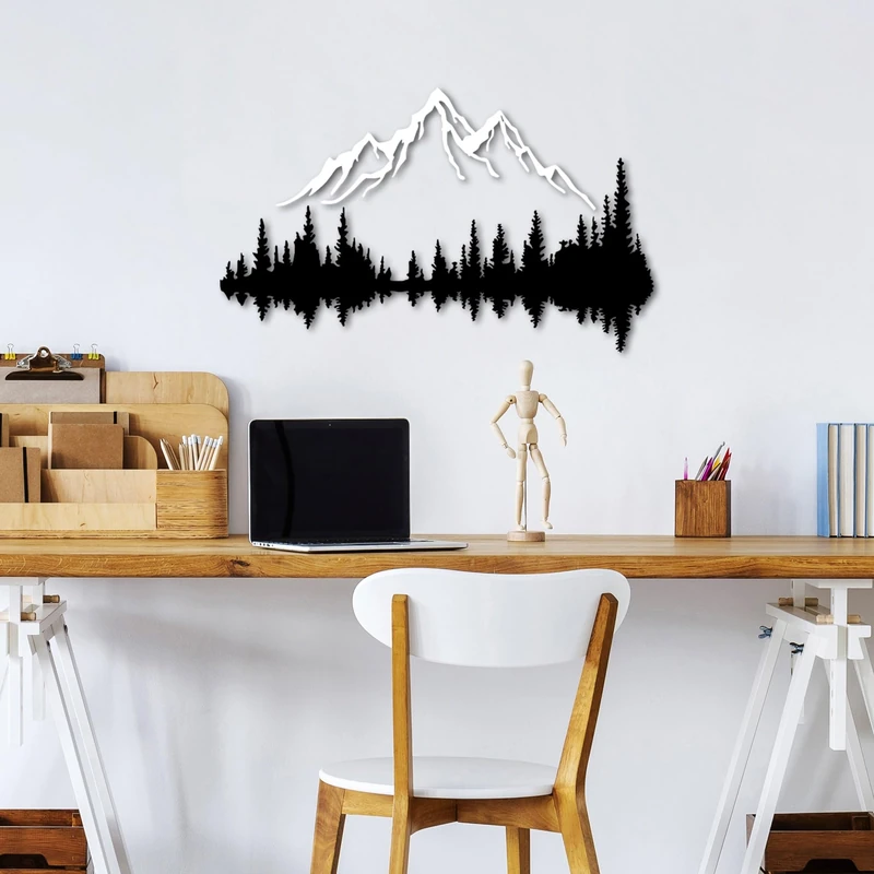 Stylish Decorative Metal Wall Accessory, Black & White, 52 x 20 cm & 70 x 43 cm, 100% Metal, 1.5 mm Thick, Easy Wall Mounting, Perfect for Home Decor