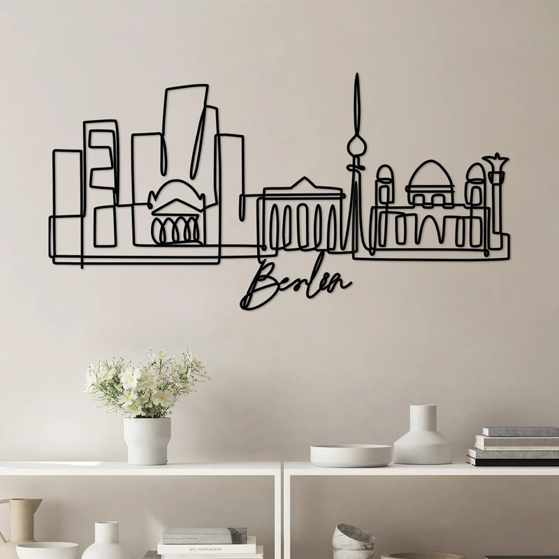 Stylish Black Decorative Metal Wall Accessory, 120 x 60 x 1.5 cm, 100% Metal, 2 mm Thickness, Lightweight & Modern Design for Home Decor - Image 1