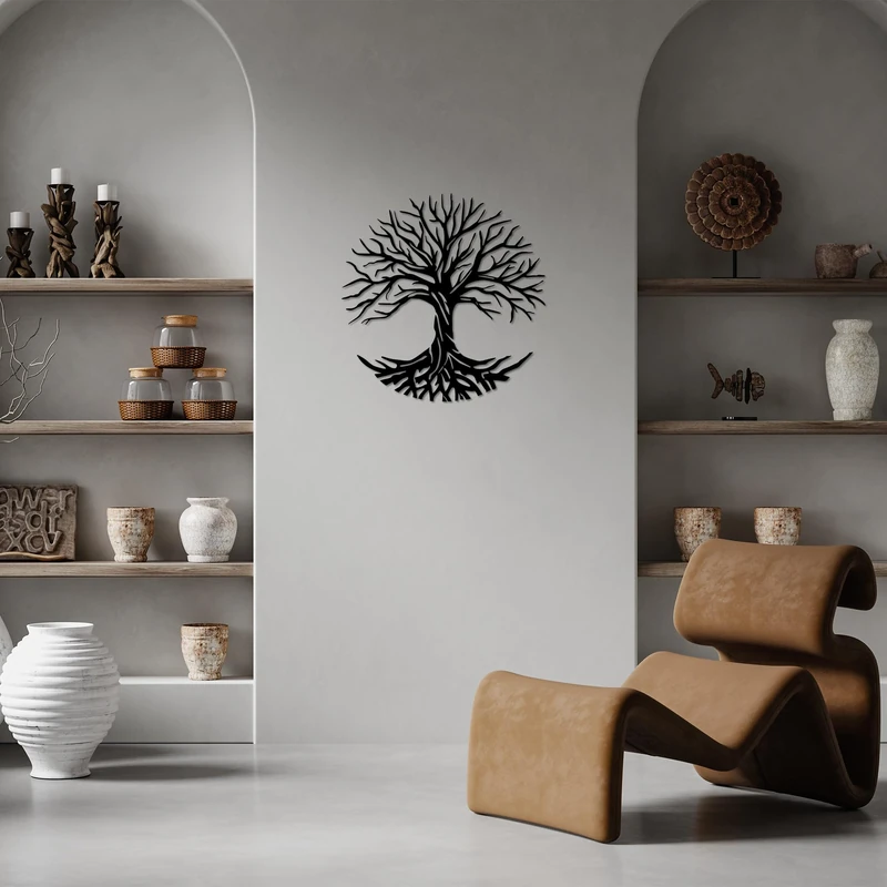 Stylish Black Decorative Metal Wall Accessory, 68 x 70 cm, 100% Metal (1.5 mm Thick), Easy Wall Mounting, Perfect for Modern Home Decor - Image 1