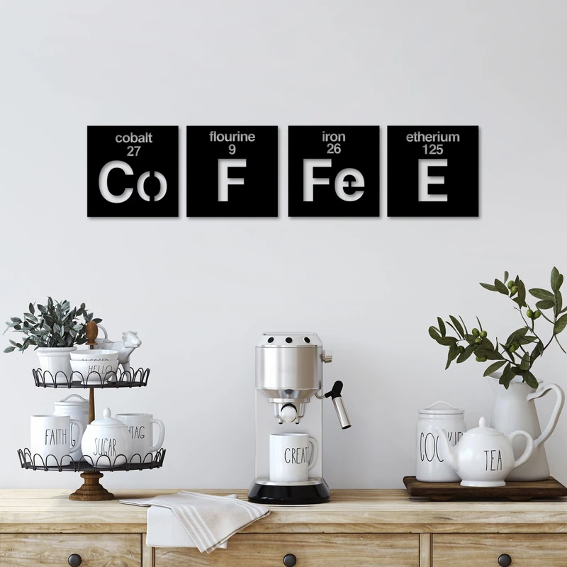 Elegant Black Decorative Metal Wall Accessory (4 Pieces), 18 x 18 cm, 100% Metal, 1.5 mm Thickness, Stylish & Durable for Home Decor