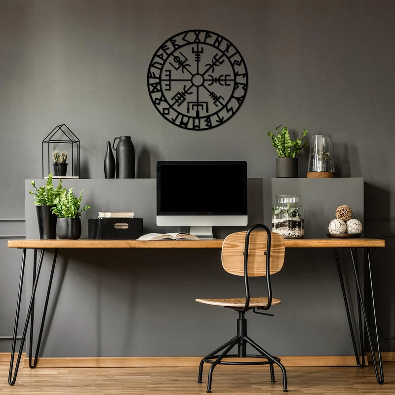 Hanah Home Stylish Black Decorative Metal Wall Accessory, 62 x 62 cm, 100% Metal, 1.5 mm Thick, Easy Wall Mounting, Perfect for Modern Decor