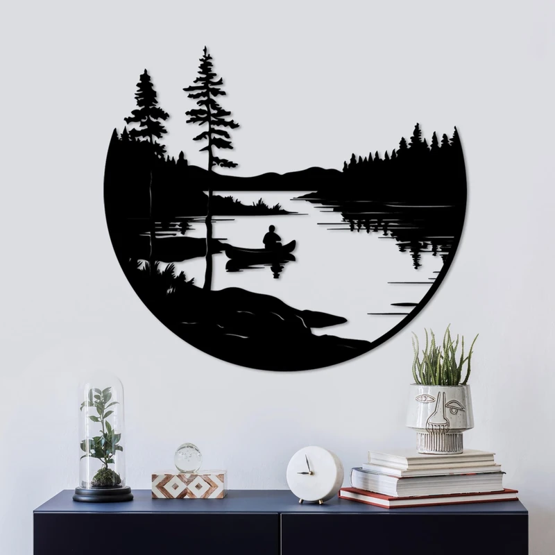 Stylish Black Decorative Metal Wall Accessory, 54 x 60 cm, 100% Metal, 1.5 mm Thickness, Lightweight 1.2 kg, Perfect for Modern Home Decor - Image 1