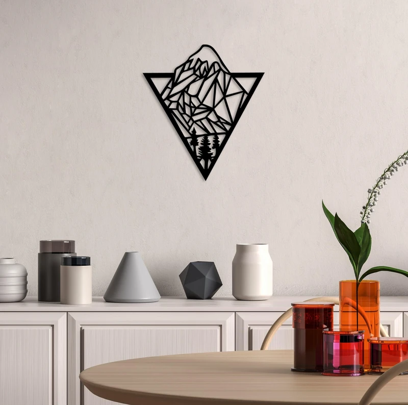 Stylish Black Decorative Metal Wall Accessory, 51 x 57 cm, 100% Metal, 1.5 mm Thickness, Lightweight & Modern Design for Home Decor